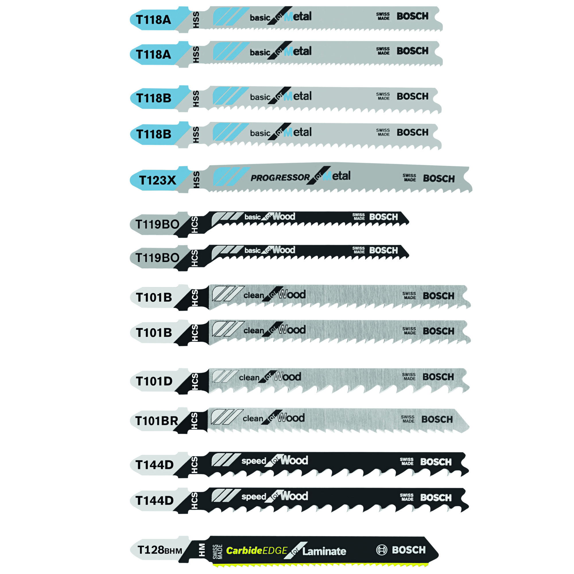 Bosch T-Shank Jig Saw Blade Set — 14-Piece, For Laminate/Wood/Metal, Model# T14C